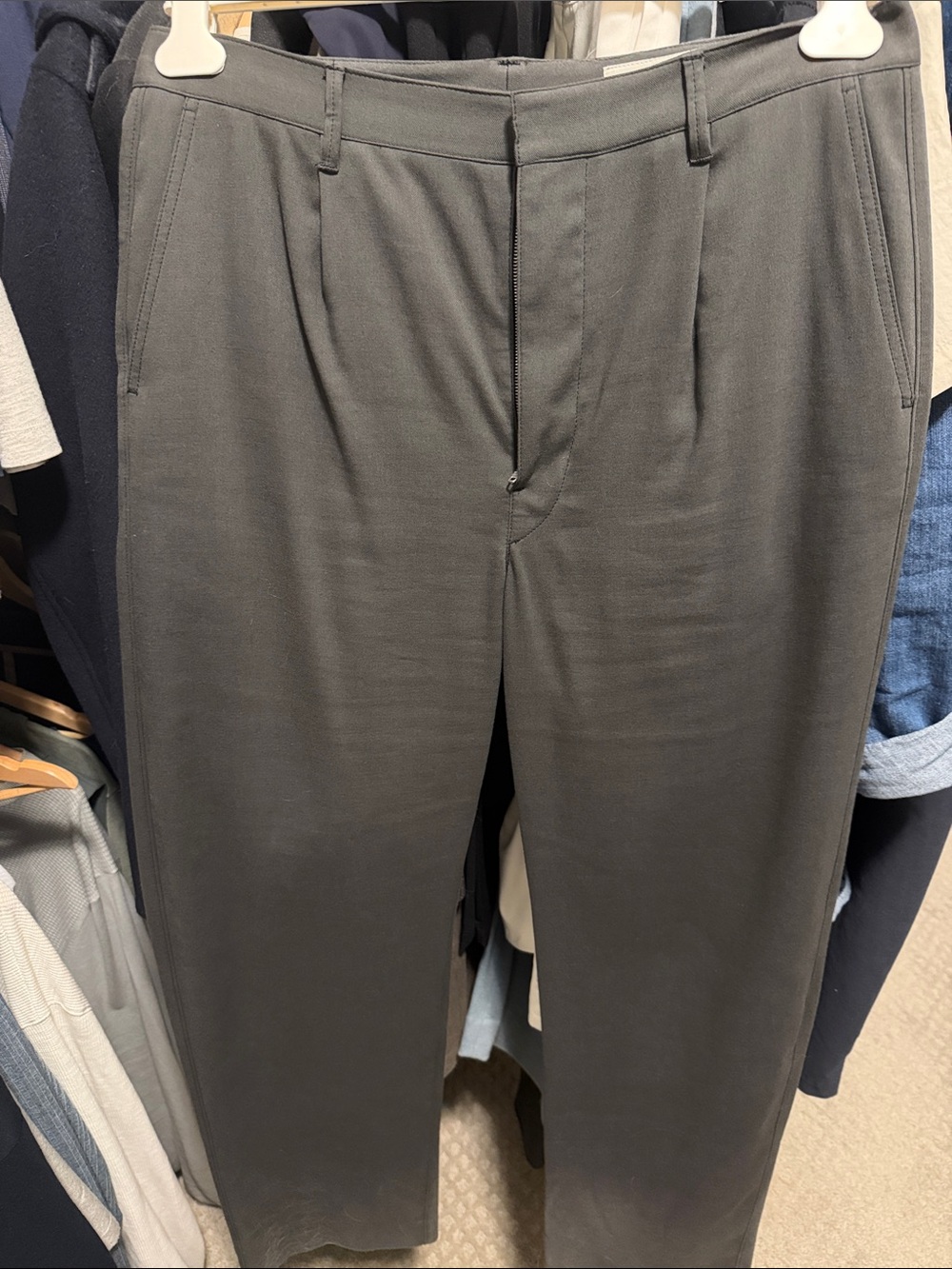 Lemaire Dark Gray curved Tailored Trousers